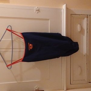 NWT Speedo lifeguard navy/orange bathing suit Sz 14